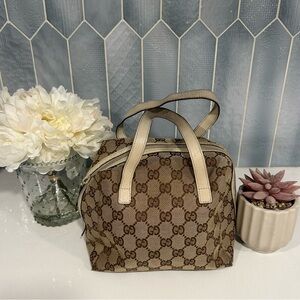 Vintage Gucci GG Small Tote Bag (Beige and Brown)